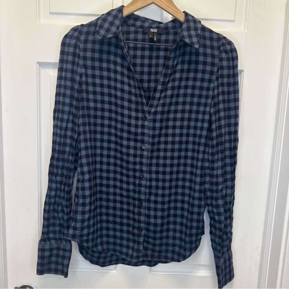 PAIGE Blue and Black Flannel Blouse